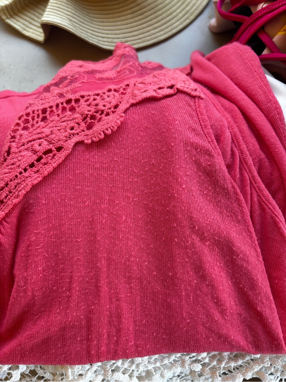 Diva Apparel Lace Yoke Halter Top - Raspberry Pink - Picture 7 of 8
